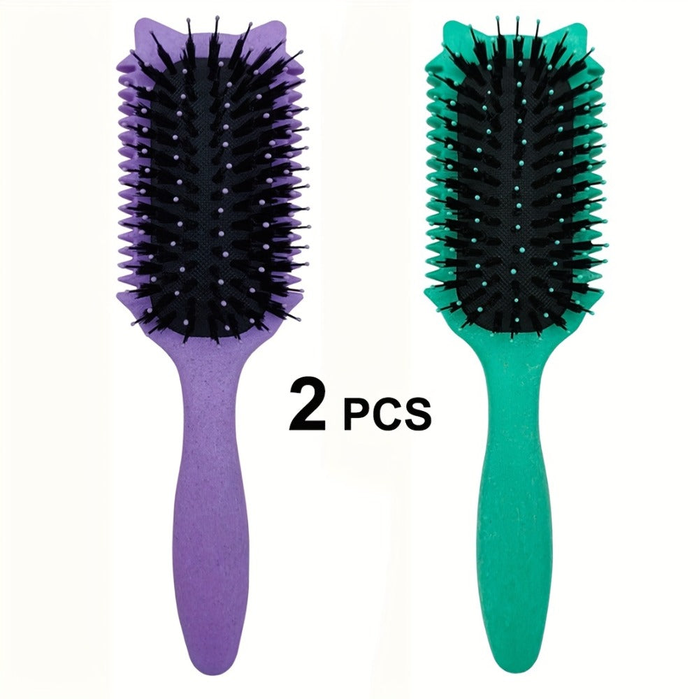 Detangling Brush for Curly Wavy Coily Hair 1 or 2 Pcs – Flexible Bristles Reduce Breakage & Frizz, Gentle Scalp Massage