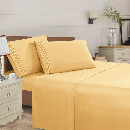 Microfiber Bed Sheet Set 4-Piece Deep Pocket Cooling Sheets Twin Full Queen King Cal King Split King