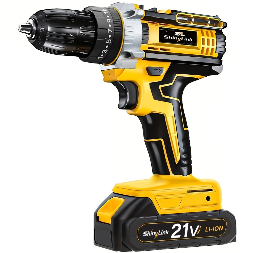 21V Cordless Drill Set Electric Drill Driver Kit with Lithium Battery Screwdriver Bits Hand for Entryways, Bedrooms and Living Spaces