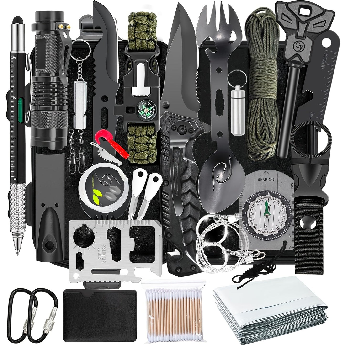 38-Piece First Aid Survival Kit – All-in-One Emergency Gear with Fire Starter & Essential Tools for Camping