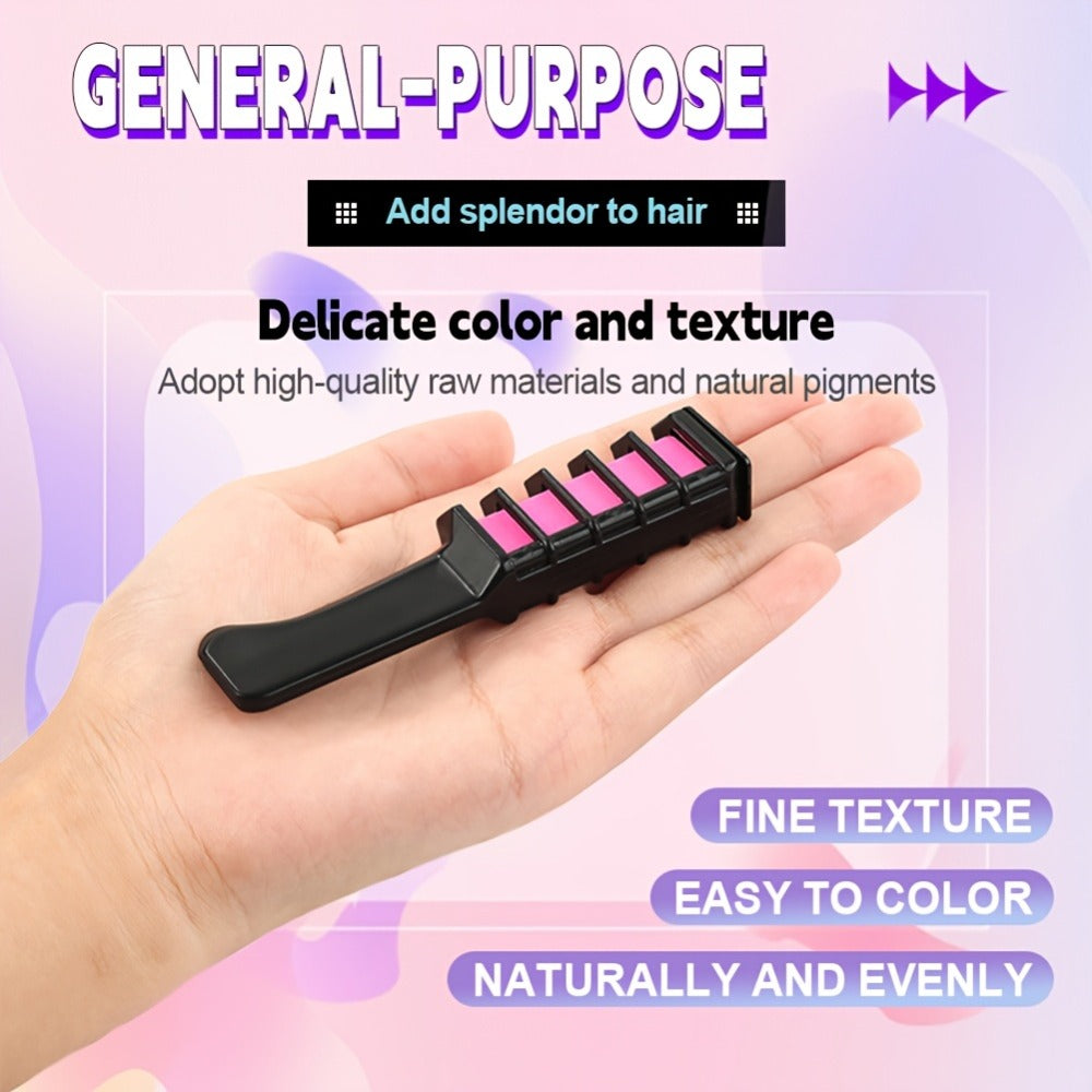 Temporary Hair Chalk Comb Set 14 Colors, Hair Color Sticks with Plant-Based Squalane & Glycerin, Vibrant Streaks for Parties