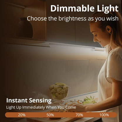 Motion Sensor Cabinet Light 3-Pack, 3-Color Temperature Dimmable Under Counter Closet Light