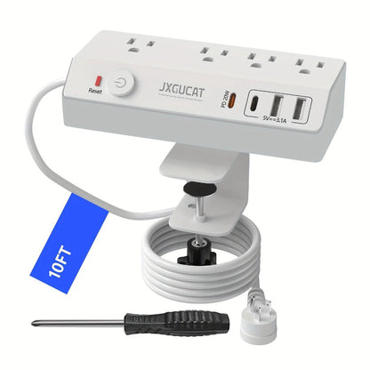 Desk Clamp Power Strip with USB-C PD 20W Fast Charging - 4 AC Outlets 4 USB Ports Surge Protector for an Everyday Personal Care Routine