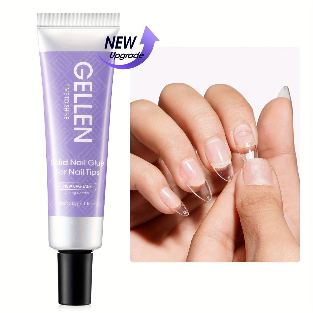 Nail Glue Gel UV LED Solid Formula 30g – Crystal Clear Extra Strong Bond for Press On Nails, Acrylic Tips