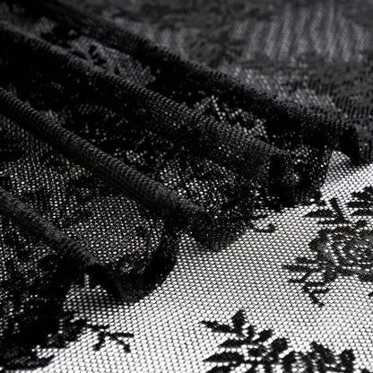 Two-Panel Floral Lace Window Curtain Set with Rod-Pocket Top, Three Colors and Six Metric Size Options