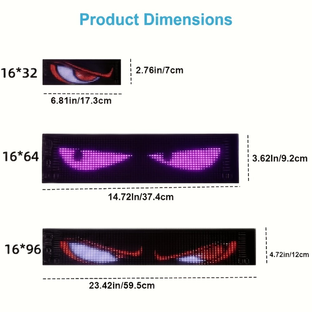 Flexible LED Matrix Screen Display DIY Text Picture & GIF, App & Remote Control, 5V USB Powered, 16x32 to 16x144