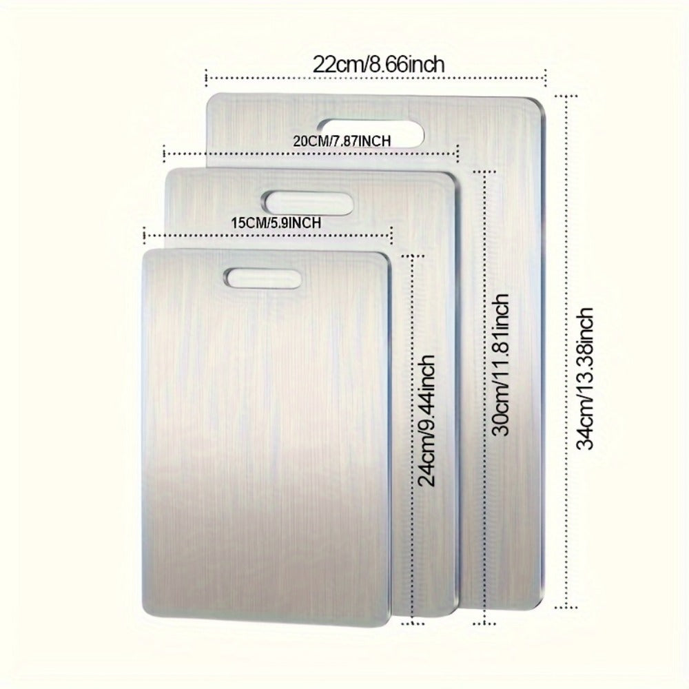 Stainless Steel Cutting Board Set of 3, Durable Kitchen Cutting Boards, & Easy to Clean, Space-Saving Nested Design for Meat