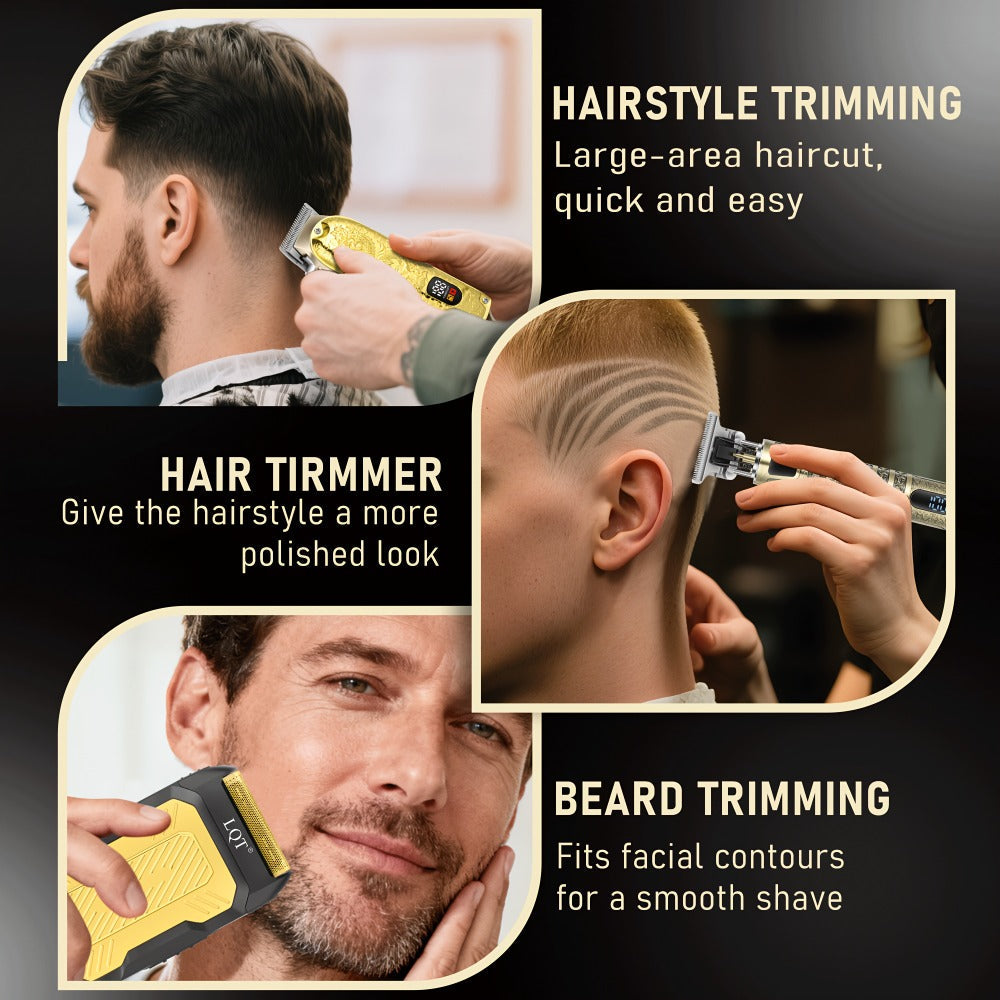 Hair Clipper Set for Men USB Rechargeable, Professional Electric Hair Trimmer with Oil Head Engraving