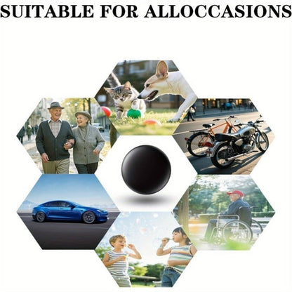 Two-Pack Round Find My Locator Tags with Black Magnetic Holders for Vehicles and Personal Items