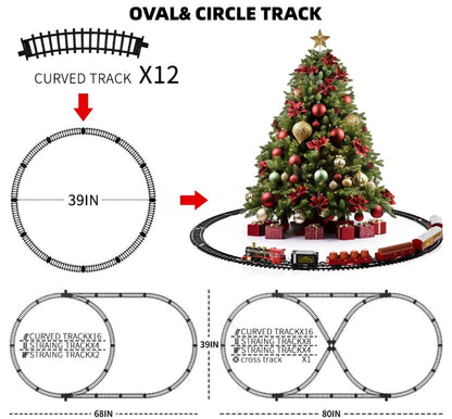Christmas Train Set for Kids, 43PCS Electric Train Toy with Smoke, Lights & Sound, 6 Cars & 28 Tracks