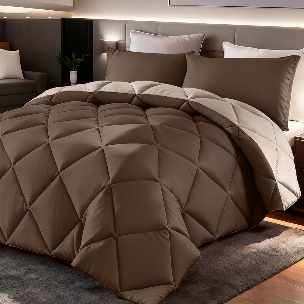 Comforter Set 2-3 Piece Rhombus Grid Luxury – Soft Lightweight Breathable Oversized Bedding Set with Pillowcases