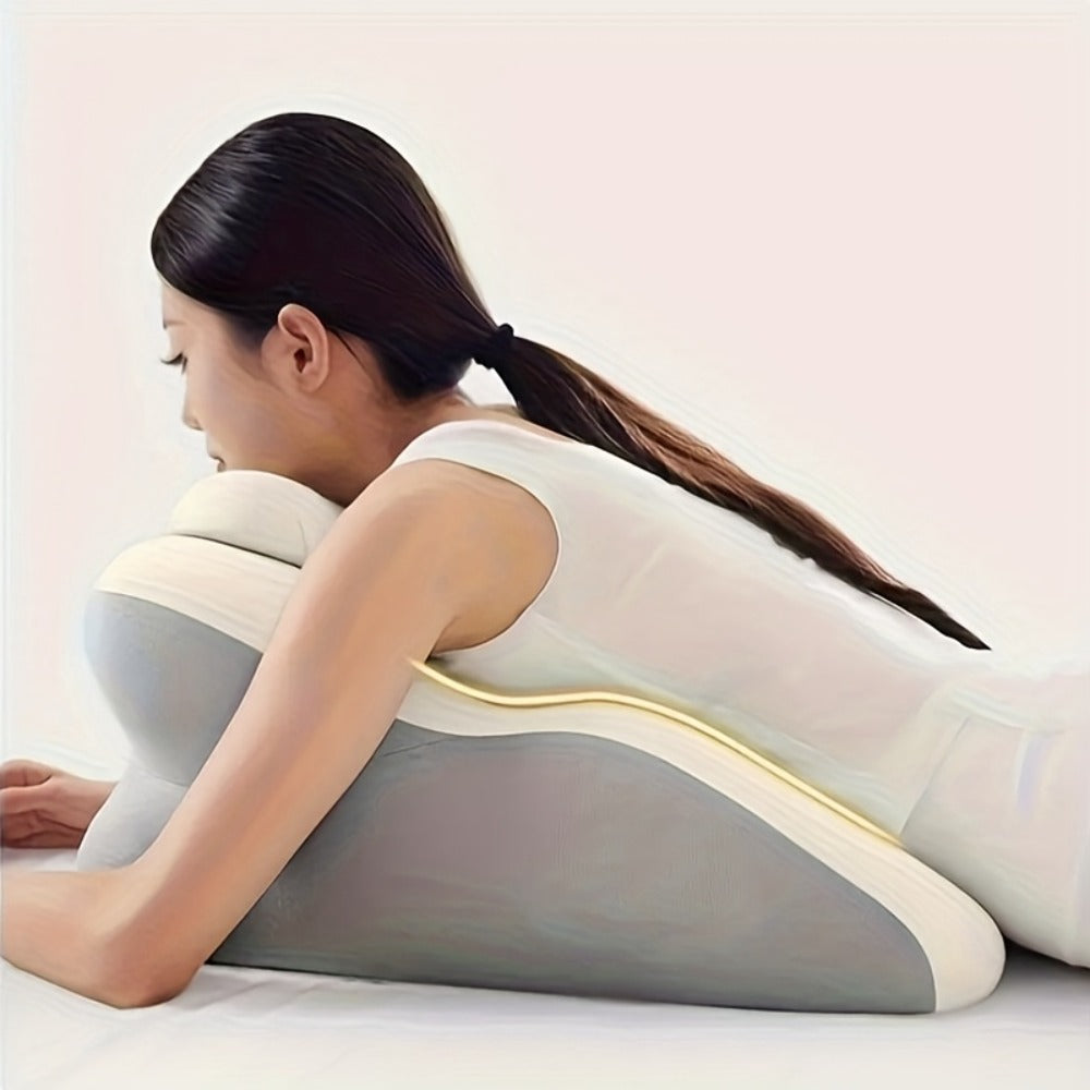 Bed Pillow Contoured Memory Foam Reading Cushion with Removable Washable Cover in Seven Colors