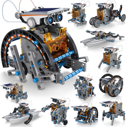 12-in-1 Solar Robot Kit for Kids Ages 8-13, Build Your Own Solar Powered Robot, STEM Engineering Building Toy