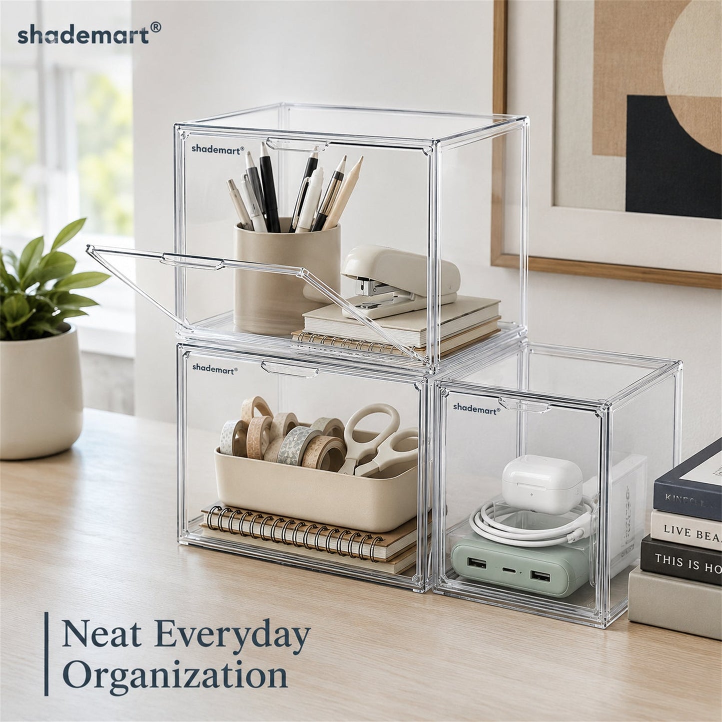 Clear Display Case Set of 3, Dustproof Transparent Storage Box Organizer for Collectibles, Car Models