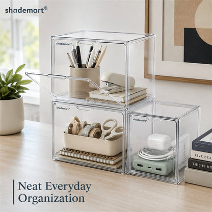 Clear Display Case Set of 3, Dustproof Transparent Storage Box Organizer for Collectibles, Car Models