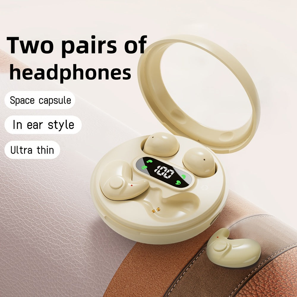 Wireless Earbuds Two-Pair Mini Sleep Set with Digital Display, Type-C Charging and Three Color Options
