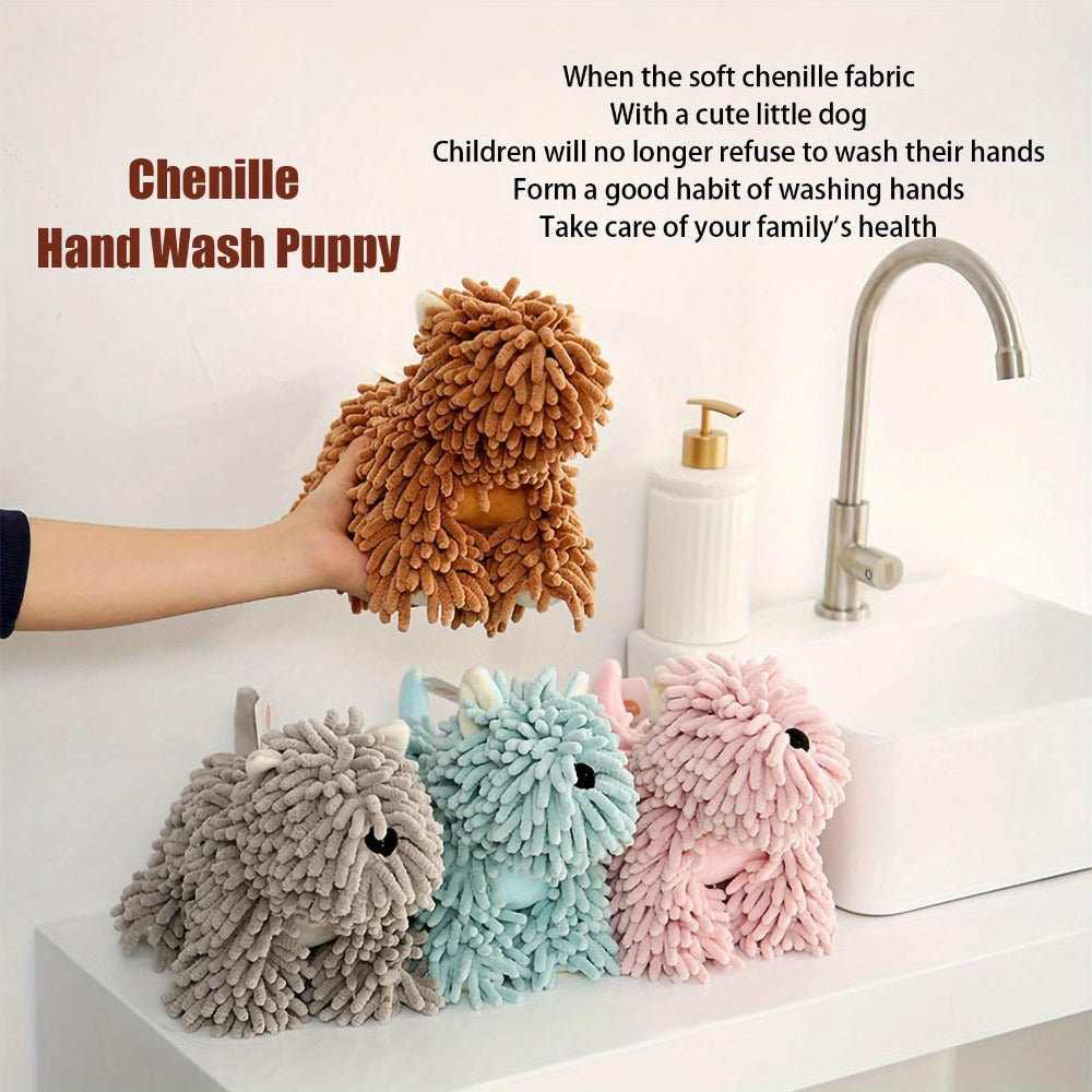 Microfiber Kitchen Towels Super Absorbent Cute Puppy Cartoon Design Dish Towels for Kitchen Bathroom Hand Towel Knit Fabric Quick Dry Blue