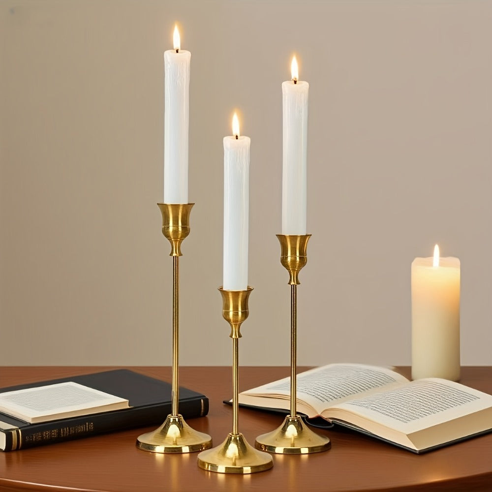 Copper Plated Candlestick Holders Bulk Set for Entryways, Bedrooms and Living Spaces, with the Listed Configuration