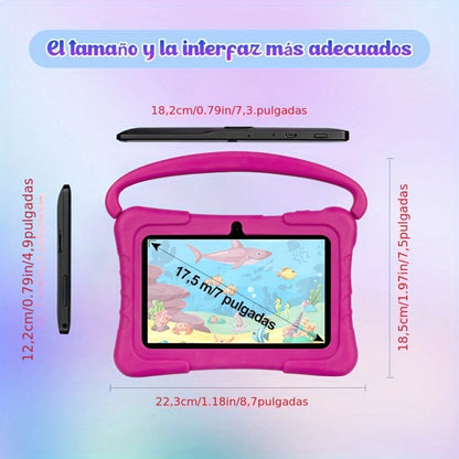 Kids Tablet 7 Inch with Android 14, 2GB RAM, 32GB Built-In Storage, 2.4GHz WiFi and Silicone Case