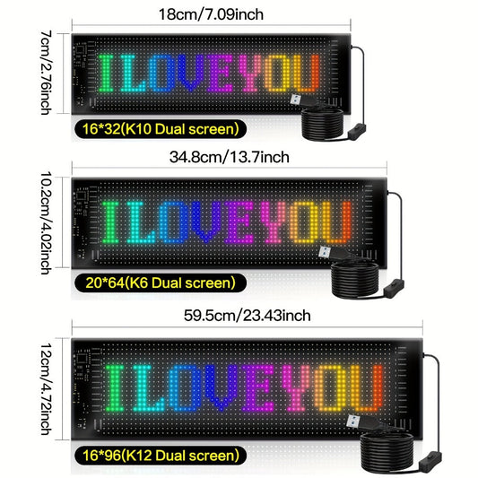 Car LED Light Panel USB Powered Smart Display, App Control, Eye-Shaped Design, Programmable LED Matrix Screen