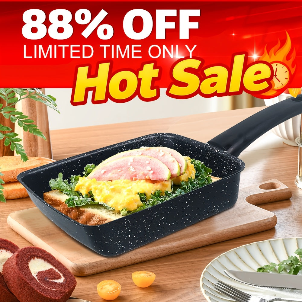 Tamagoyaki Pan Japanese Nonstick Rectangular Egg Pan for Omelettes & Rolls – Induction Halogen Compatible Dishwasher Safe Wooden or Plastic