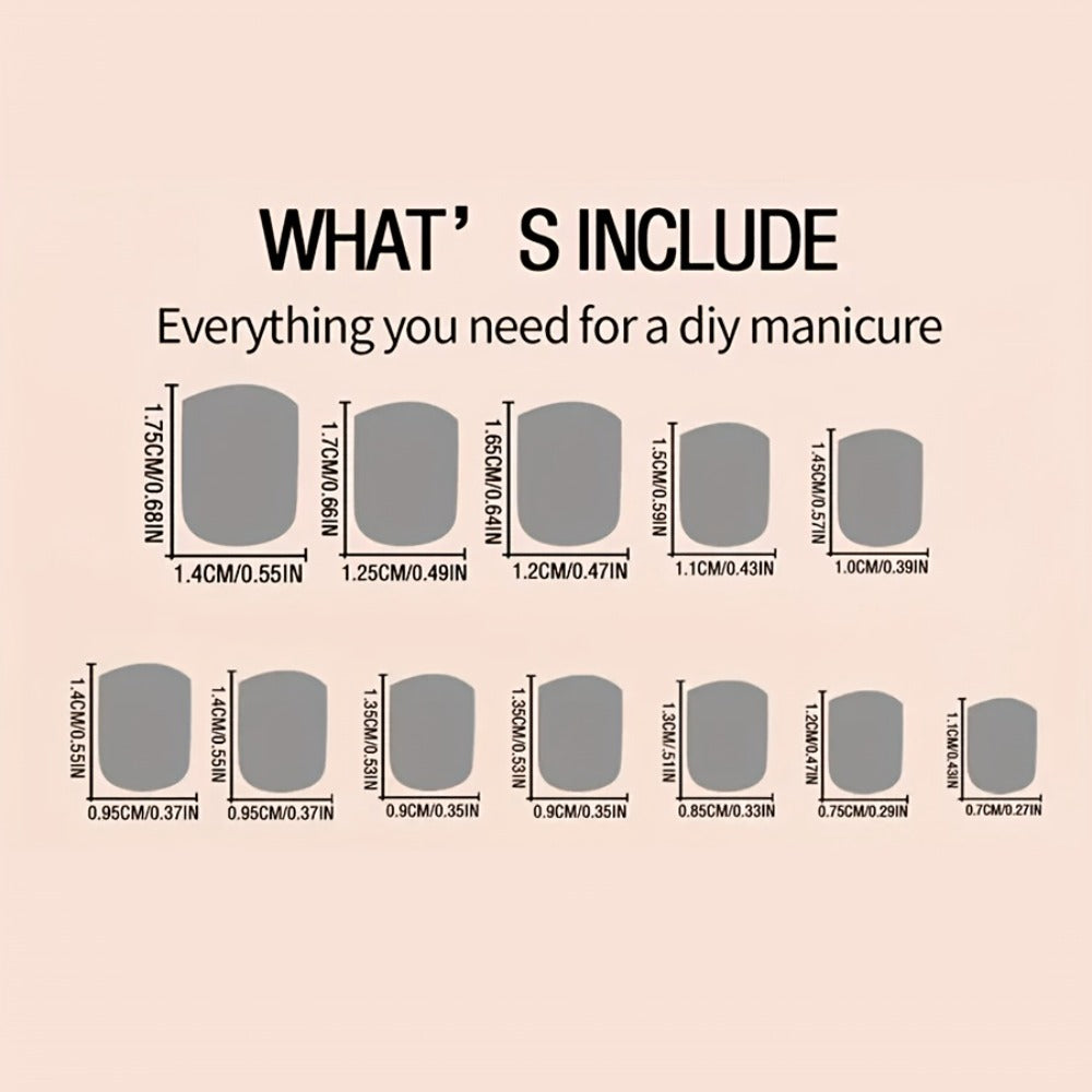 Press On Nails 576-Piece Assorted Set with Square, Almond, Oval and Ballerina Shapes in Three Lengths