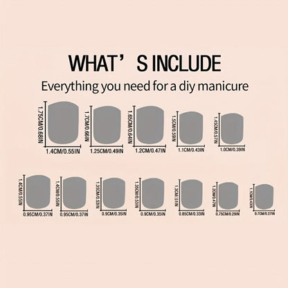Press On Nails 576-Piece Assorted Set with Square, Almond, Oval and Ballerina Shapes in Three Lengths