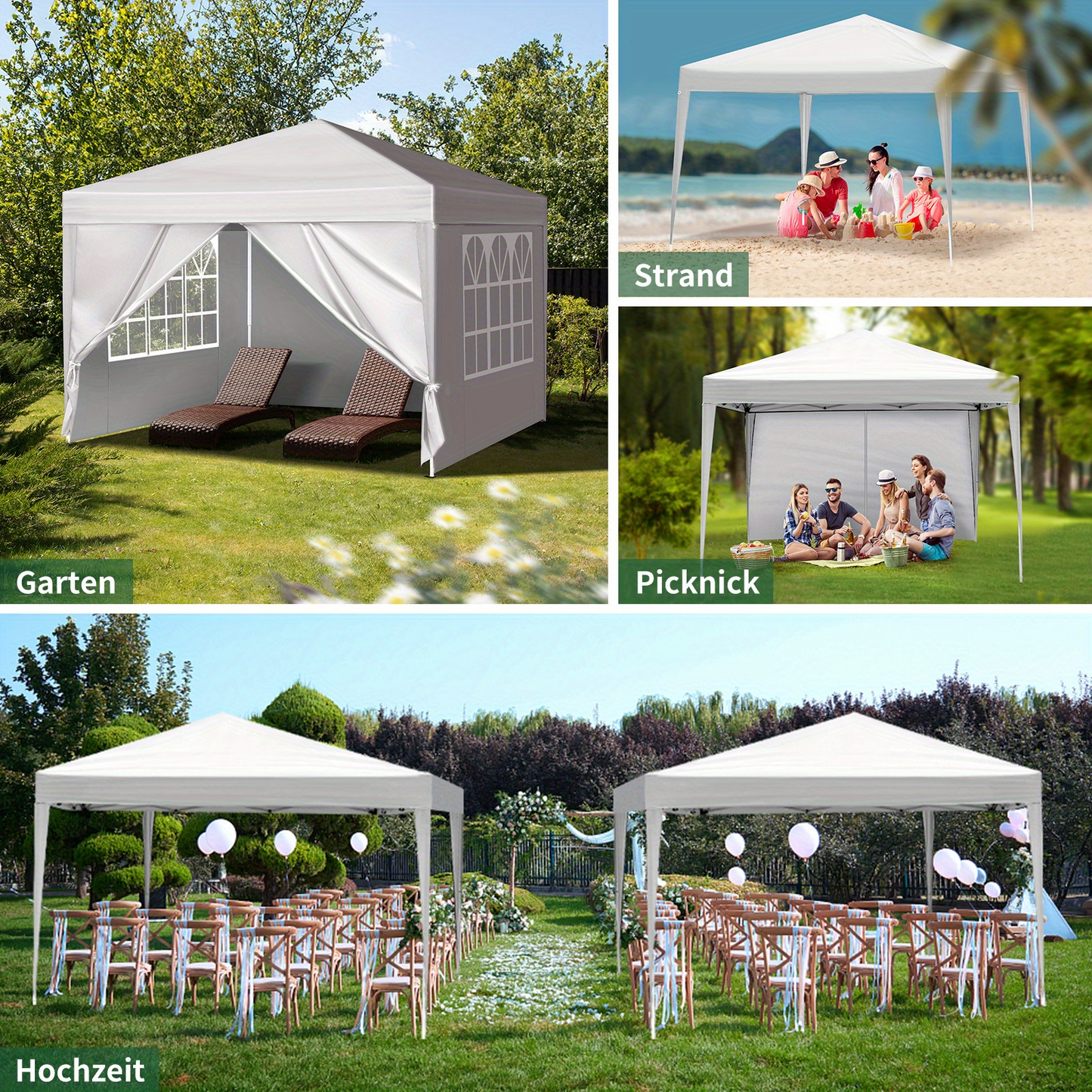 Instant Canopy 10x10 FT Oxford Fabric UPF50+ Sidewalls Commercial for Garden, Patio and Yard Use