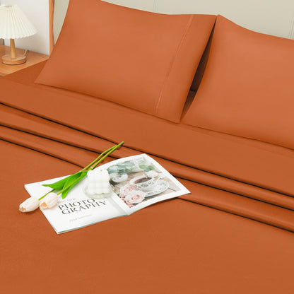 Bed Sheet Set California King 6-Piece Microfiber with 18-Inch Pocket and Sixteen Solid Color Choices