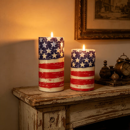 Flameless LED Candles with Remote Control, Flickering Flame Effect, Independence Day Patriotic Home Decor