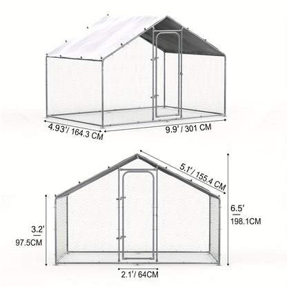 Metal Chicken Run Outdoor Poultry Cage Large Walk-in Enclosure for Chickens Ducks Rabbits for Garden, Patio and Yard Use