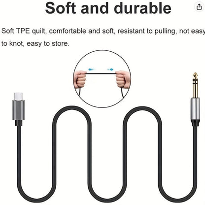 Type-C to 6.35mm 1/4 Inch Audio Cable USB-C to Quarter Inch Adapter Cable for Smartphone Mixer for an Everyday Personal Care Routine