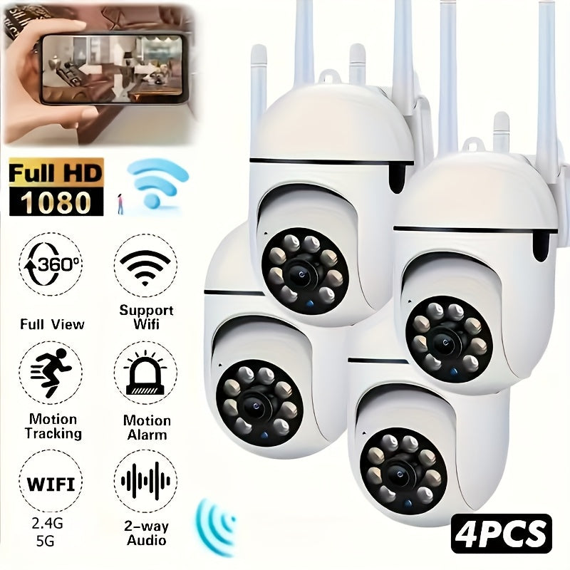 Security Camera Outdoor 1080P Four-Pack with Dual-Band WiFi, 360 PTZ, PIR Detection and IP54