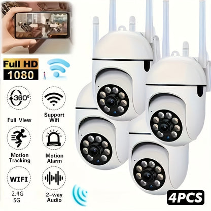 Security Camera Outdoor 1080P Four-Pack with Dual-Band WiFi, 360 PTZ, PIR Detection and IP54