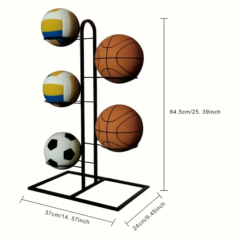 Basketball Storage Rack 3 4 5 Layer | Sports Ball Display Stand for Basketball Football Volleyball | Freestanding Ball Holder Organizer
