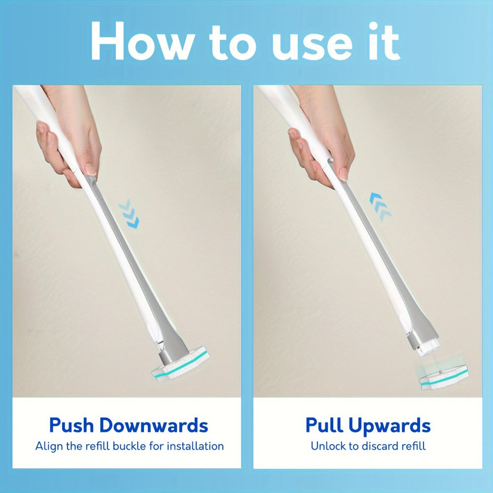 Disposable Toilet Brush Set with Refills & Holder - Wall Mounted or Floor Standing Toilet Cleaning System