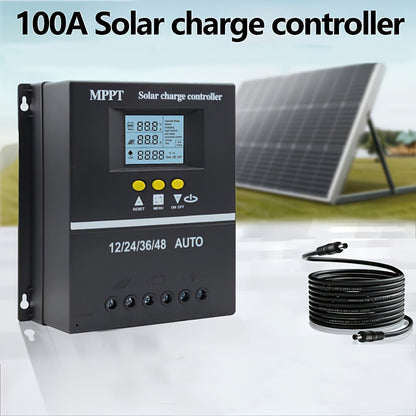 100A MPPT Solar Charge Controller with LCD Display Auto Tracking for 12V 24V 36V 48V Systems Lead-Acid Lithium LiFePO4 Batteries Off-Grid