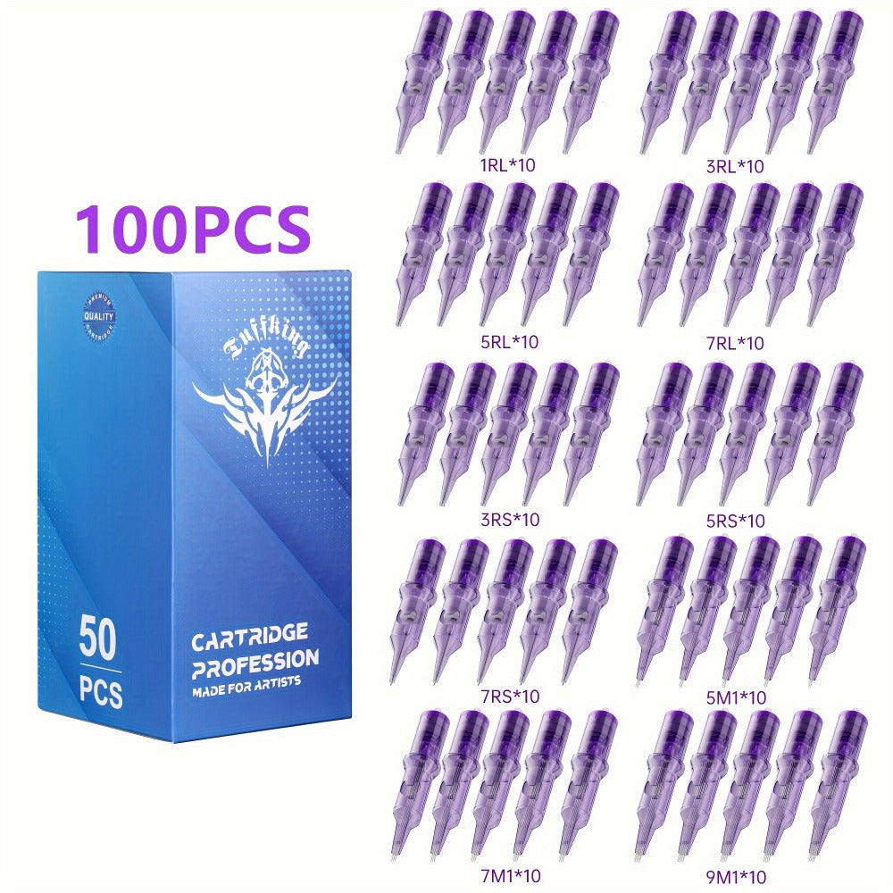 Disposable Tattoo Needles Mixed Size Sterilized RL RS M1 0.35mm, Safety Tattoo Needle Set for Tattoo Artists and Beginners