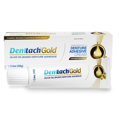 Denture Adhesive Cream – Olive Oil-Based All-Day Secure Hold for Full & Partial Dentures, Zinc-Free Petroleum-Free Non-Glue Cushion Soft