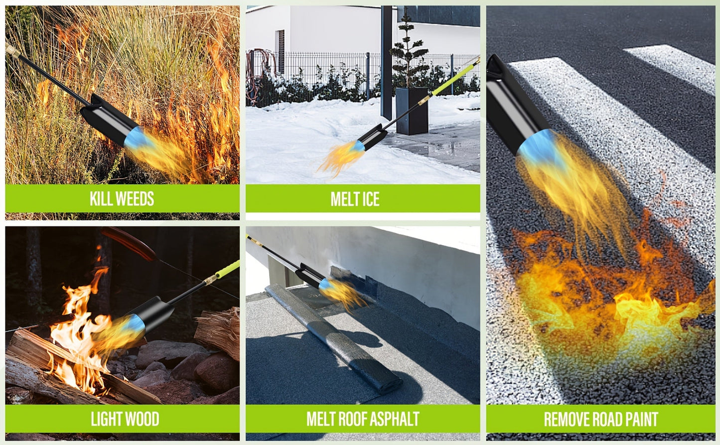Propane Weed Torch, Flame Weeder Ice Melter Outdoor Roof Driveway for Garden, Patio and Yard Use