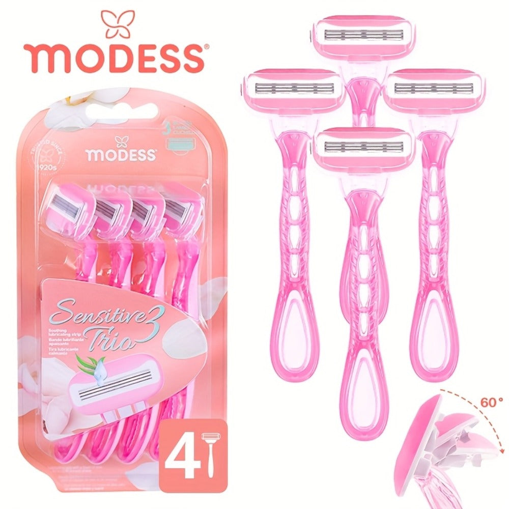 Sensitive Skin Disposable Razors for Women Pastel Teal Blush Pink 4-Pack & 8-Pack Smooth Close Shave Legs Underarms Protective Blade Cap