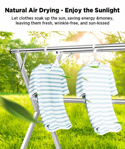 Retractable Stainless Steel Clothes Drying Rack with Dual Rods and 42.52-62.99 or 48.43-78.74-Inch Sizes