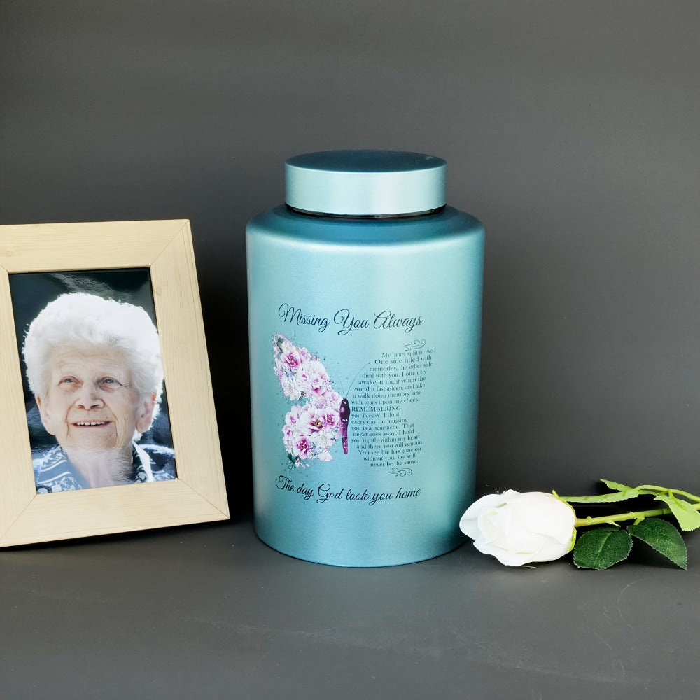Cremation Urns for Human Ashes Large, Stainless Steel Memorial Urn Holds, Decorative Butterfly Cardinal Fairy Design