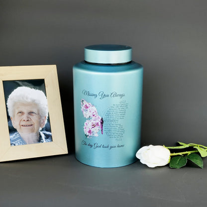 Cremation Urns for Human Ashes Large, Stainless Steel Memorial Urn Holds, Decorative Butterfly Cardinal Fairy Design