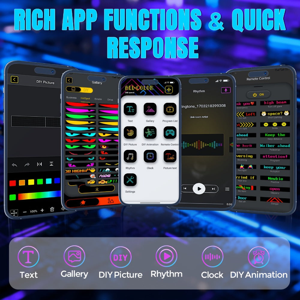 Flexible LED Dot Matrix Display with Remote Control - APP & USB Powered Programmable Scrolling Sign