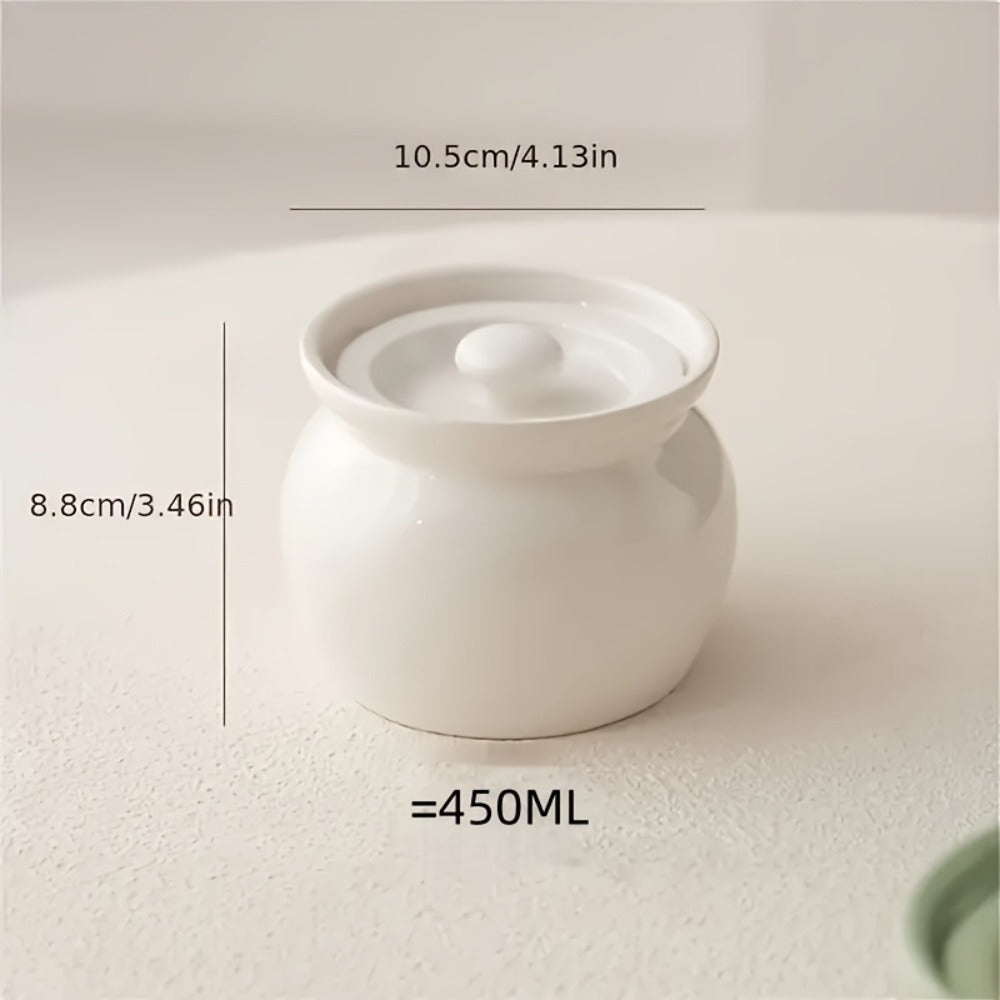 Ceramic Steam Stewing Pot - Water-Separated Clay Pot for Soups, Stews & Slow Cooking, Household Steaming Pot with Lid for One Person