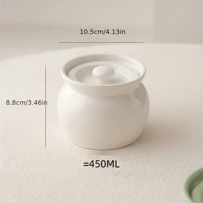 Ceramic Steam Stewing Pot - Water-Separated Clay Pot for Soups, Stews & Slow Cooking, Household Steaming Pot with Lid for One Person