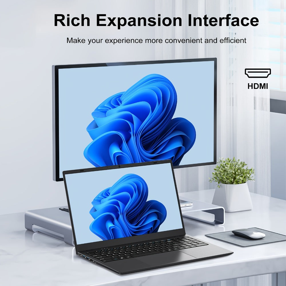 15.6 Inch Ultra-Thin Laptop, Intel Pentium 6500Y, 8GB RAM 256GB SSD, 4K Dual-Screen Support, Quad Stereo Speakers