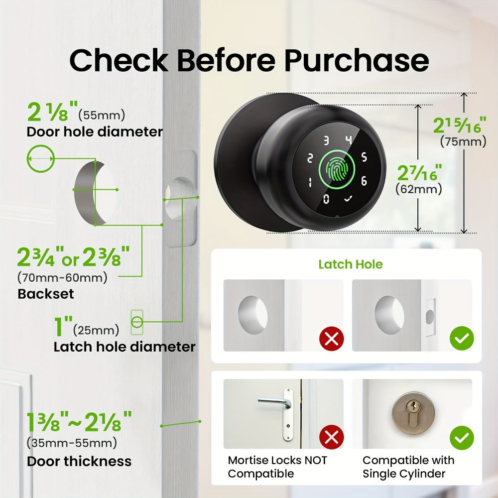 Smart Door Lock GHome K10 K10 PRO K20 and KD03 PRO Knob Models with Three or Four Access Methods