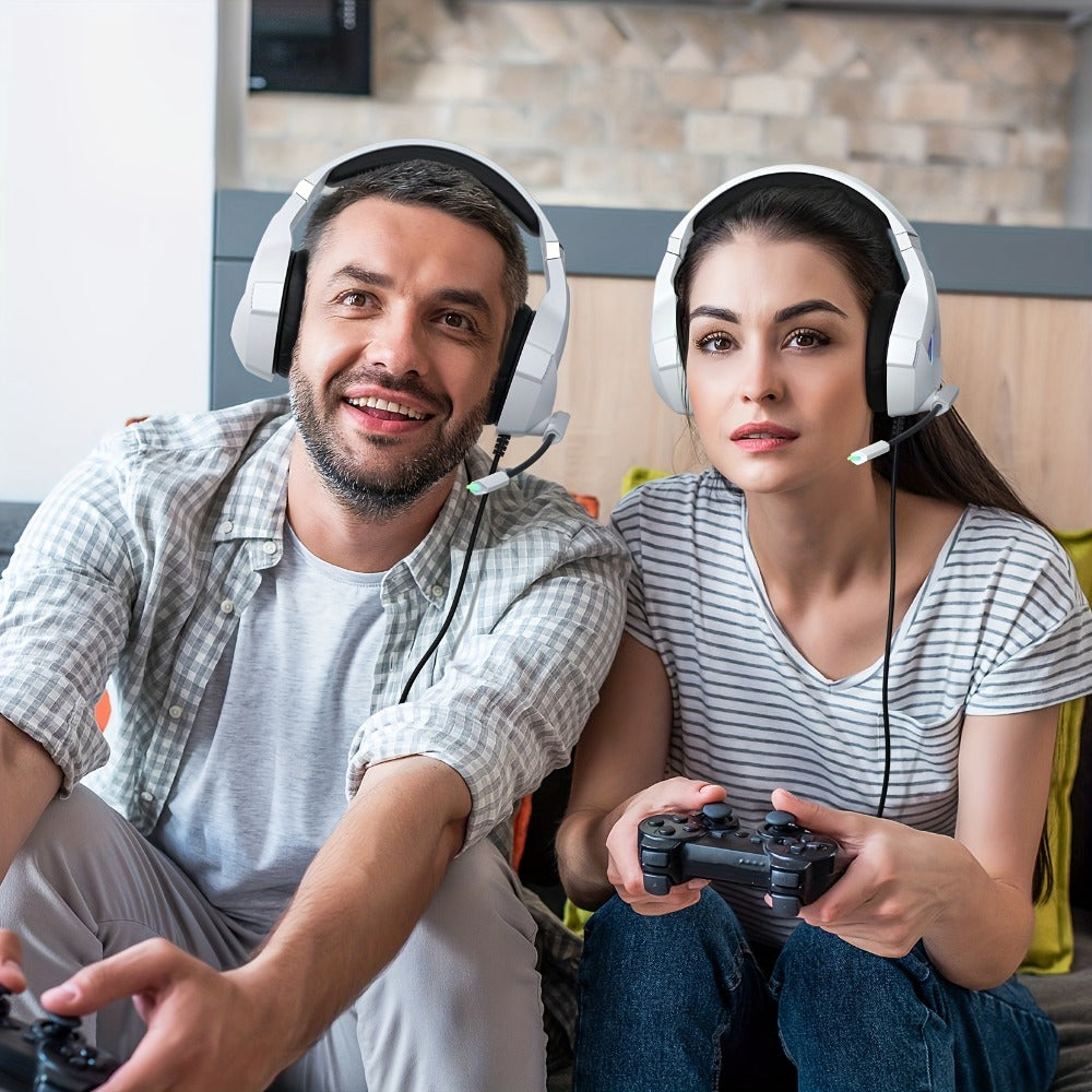 GS450 Gaming Headset Surround Stereo with LED Lights & Memory Earmuffs for Bedside Audio, Alarms and Room Entertainment